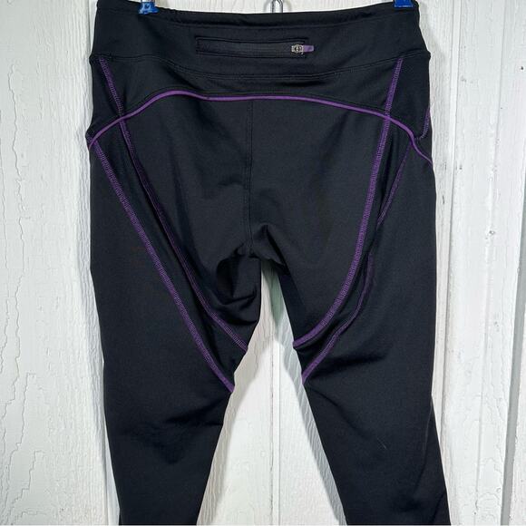 Athleta Quick Step Capri Athletic Leggings Black and Purple 819214 - Picture 8 of 13